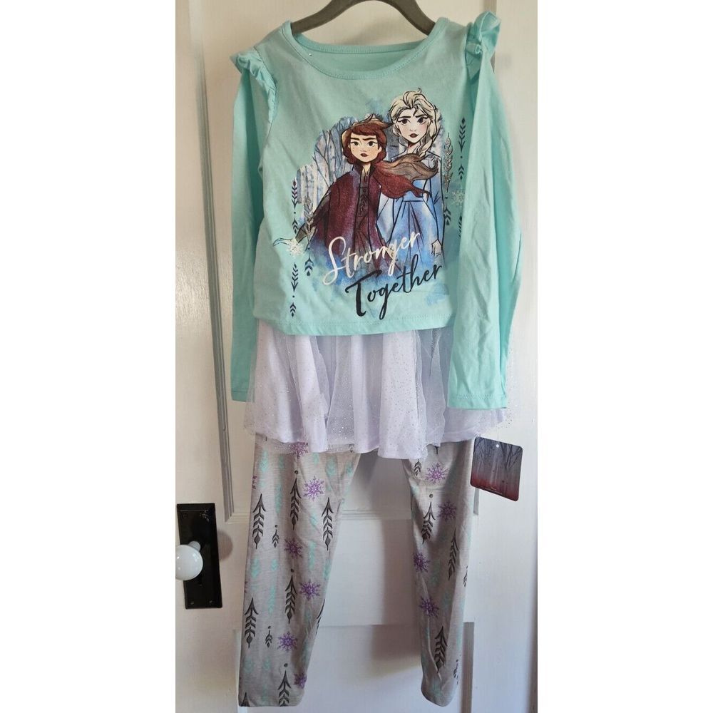 NWT Disney Frozen II Elsa long 3pcs -shirt+tutu skirt+pants girl Sz7